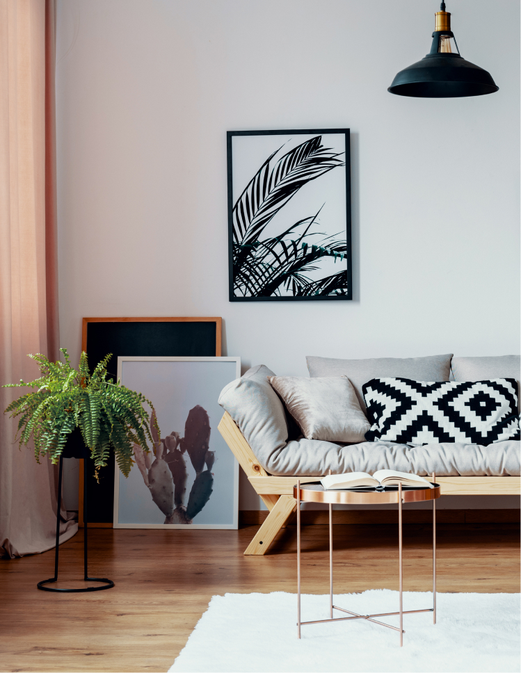 hardwood flooring in a stylish living room